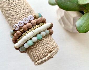 Mama Stack Bracelet, Mama Bracelet, Custom Word Bracelet, New Mom Gift, Personalized Word Bracelet, Essential Oil Bracelet, Gift for New Mom