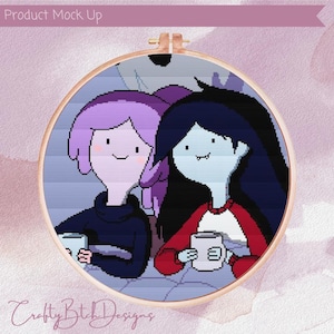 Adventure Time Cross Stitch - Marceline and Bubblegum Cross Stitch Pattern - Instant download - Cartoon Cross Stitch Pattern -