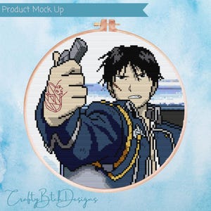 Full Metal Alchemist Brotherhood Cross Stitch Pattern - Instant Download - Roy Mustang Lighter - Anime Cross Stitch