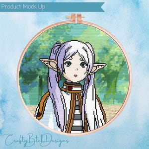 Frieren: Beyond Journey's End Cross Stitch Pattern - Instant Download - Anime - Cartoon - Cute - Girly - Embroidery