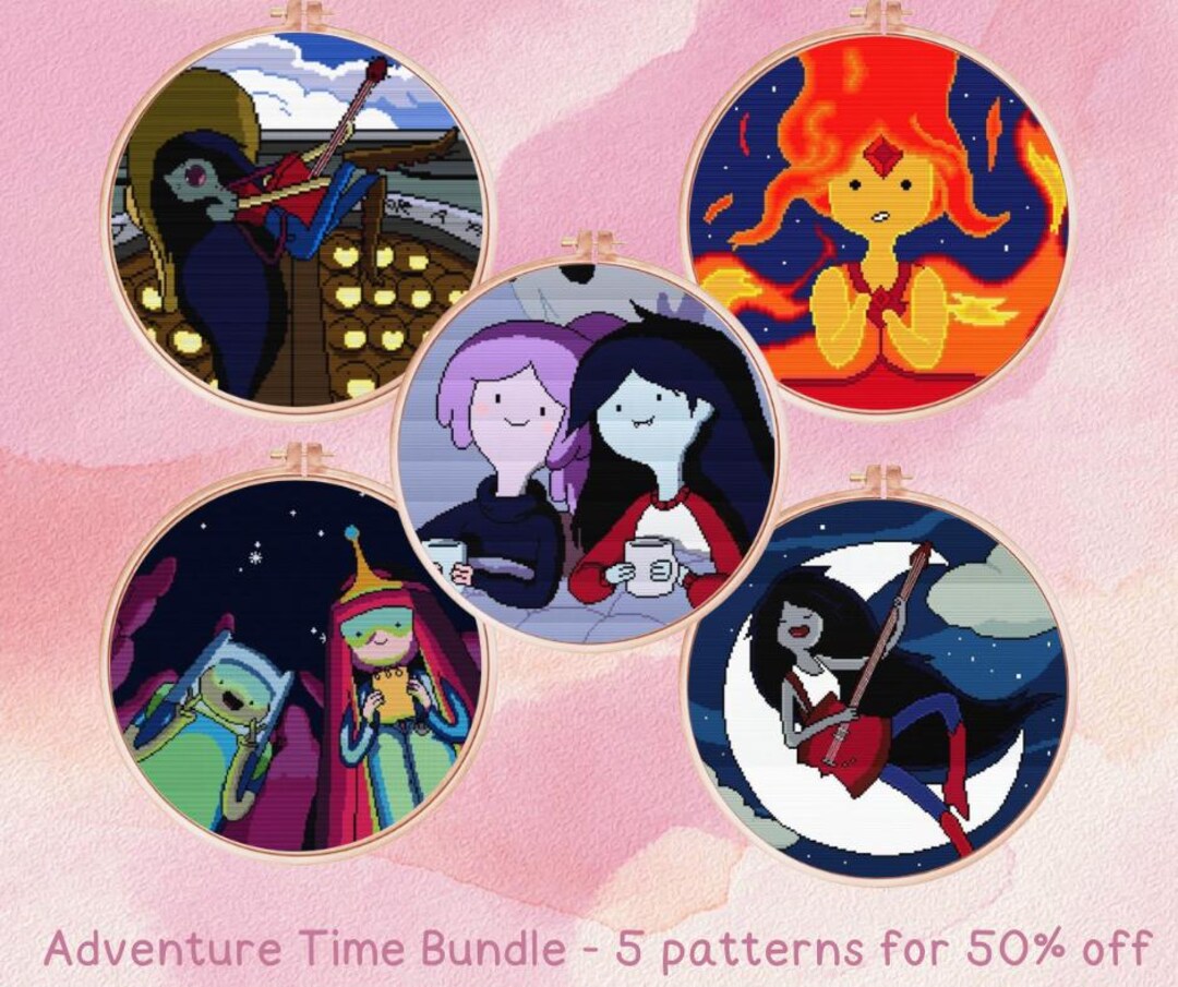 アドベンチャー・タイム クロスステッチ パターン バンドル - マーセリン - フィン - フレイムプリンセス - バブルガム - 即時ダウンロード  - オタク風 - 漫画風 - かわいい - Etsy 日本, image size:1080x905