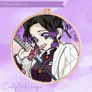 Demon Slayer Shinobu Cross Stitch Pattern - Instant Download - Insect Hashira - Kimetsu no Yaiba - Anime - Cute - Girly