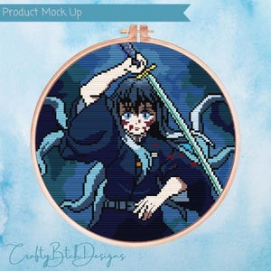 Demon Slayer Cross Stitch Pattern - Mist Hashira - Muichiro Tokito - Anime Cross Stitch - Cartoon - Kimetsu no Yaiba