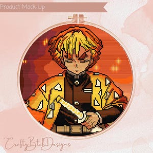 Demon Slayer - Zenitsu Cross Stitch Pattern - Zenitsu Agatsuma - Anime - Geeky - Nerdy - Instant Download - Thunder Breathing
