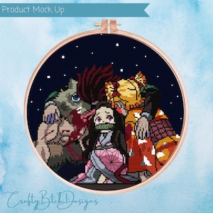 Demon Slayer Cross Stitch Pattern - Instant Download - Anime Cross Stitch - Nezuko, Tanjiro, Zenitsu, Inosuke - Kimetsu no Yaiba