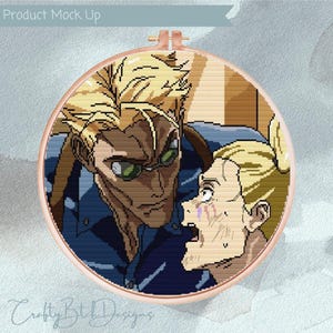 Patrón de punto de cruz Jujutsu Kaisen - Nanami Hair Pull - Descarga instantánea - Punto de cruz de dibujos animados - Punto de cruz de anime - Punto de cruz geek