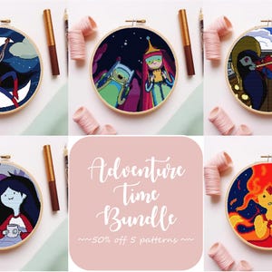 Tijd voor avontuur kruissteekpatroonbundel - Marceline - Finn - Flame Princess - Bubblegum - direct downloaden - Geeky - Cartoon - schattig