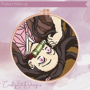 Demon Slayer Nezuko Cross Stitch Pattern - Instant Download - Anime - Cartoon - Cute - Kamado - Kimetsu no Yaiba