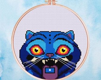 K Pop Demon Hunters Cross Stitch Pattern - Derpy the Tiger - aeni Cross Stitch - Instant Download