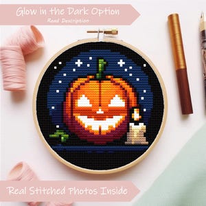Halloween Pumpkin Jack O Lantern Cross Stitch Pattern - Instant Download - Spooky Cross Stitch - Gothic Cross Stitch - Horror Cross Stitch