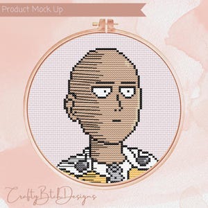 One Punch Man Cross Stitch Pattern - Saitama Instant Download - Cartoon Cross Stitch - Anime Cross Stitch Pattern - Geeky Cross Stitch