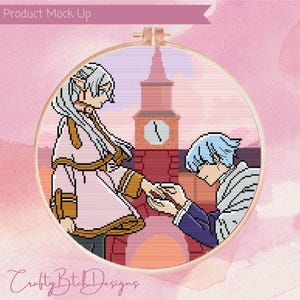 Frieren : Au-delà de la fin du voyage modèle de point de croix - téléchargement immédiat - Anime - dessin animé - mignon - Girly - broderie
