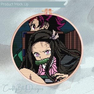 Demon Slayer - Schema punto croce Tanjiro e Nezuko - Download immediato - Anime - Cartoni animati - Kamado