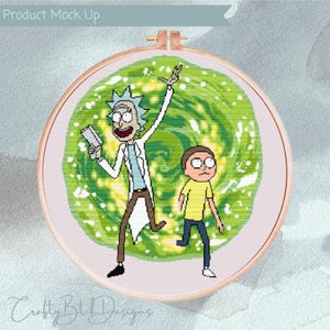 Rick et Morty motif point de croix - téléchargement immédiat - dessin animé point de croix - point de croix science-fiction - Portal Cross Stitch - geek - ringard