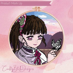 Demon Slayer - Kanao Tsuyuri Cross Stitch Pattern - Instant Download - Butterfly Girls - Kimetsu no Yaiba - Anime - Cartoon