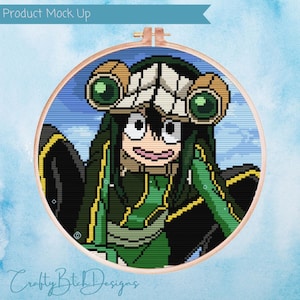 My Hero Academia Cross Stitch Pattern - Instant Download - Froppy - Anime Cross Stitch - Tsuyu Asui - Cartoon - Geeky - Nerdy - Cute