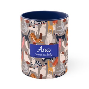 Tazza in ceramica per gatti personalizzata, regalo per gli amanti dei felini, festa di compleanno dell&#39;animale domestico, 11 once