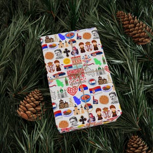 Serbian Heritage Gift Wrapping Paper: Folklore Design