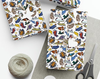 Nudibranch Wrapping Paper: Vibrant Sea Slug Design, Gift for Divers