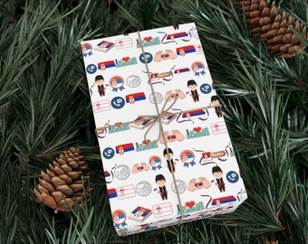 Serbian Gift Wrapping Paper: Heritage Pride, Cyrillic Design