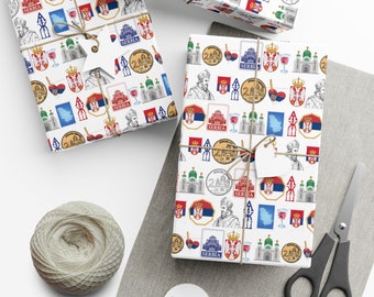 Serbian Heritage Wrapping Paper: Balkan Pride, Cyrillic Design