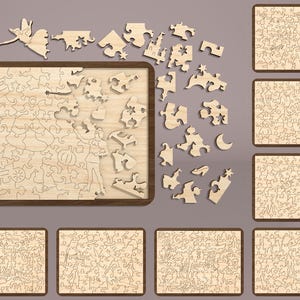Archivo digital de rompecabezas de madera cortado con láser, archivo de corte de rompecabezas de dibujos animados, rompecabezas de madera de juegos divertidos, archivo SVG de rompecabezas de madera de diseño