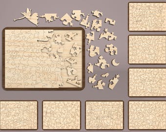Laser Cut Wooden puzzle Game Digital File, Cartoon puzzle cut file, Fun games Wooden puzzle, Design wooden puzzle svg file