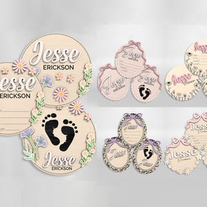 Regalo personalizado para bebé, letrero de anuncio de nacimiento cortado con láser, letrero con nombre de bebé para hospital, recuerdo de hospital para recién nacidos, letrero de nacimiento