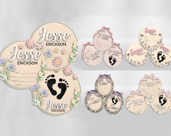 Personalized Birth Announcement Sign Laser Cut File, Baby Name Sign for ...