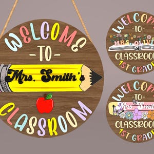 Placa de porta de professor personalizada Svg, placa de porta de professor 3D personalizada, cabide de porta de lápis, cabide de porta de sala de aula, boas-vindas à sala de aula, arquivo Glowforge
