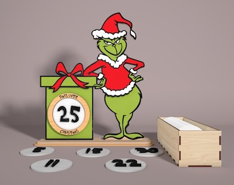 Christmas Countdown Standing Laser Cut File Svg,Christmas Character Countdown Svg,Days Untill Christmas Svg,Christmas Calendar,Wood Sign Svg
