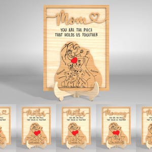 Letrero de rompecabezas de oso personalizado para el Día de la Madre, archivo cortado con láser SVG, rompecabezas de familia de osos SVG, Día de la Madre SVG, Regalos para el Día de la Madre SVG, archivos Glowforge