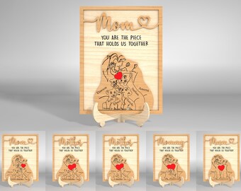 Personalized Mothers Day Bear Puzzle Sign Laser Cut File Svg, Bear Family Puzzle SVG,Mothers Day Svg,Mothers Day Gifts Svg, Glowforge files