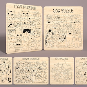 Arquivo Svg Quebra-cabeças para crianças Quebra-cabeça de animais, quebra-cabeça 3D cortado a laser SVG, animais fofos, quebra-cabeças de animais, quebra-cabeça de bebê, jogo infantil svg