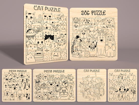 Svg File Puzzles for children Animal Puzzle,  3D laser cut puzzle SVG, cute animals, animal puzzles, baby puzzle, childrens game svg