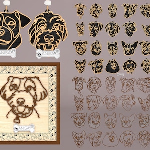 Benutzerdefinierter Hundename Gedenkverzierungs-Svg, Line Art-Hund, Hunderasse-Verzierungssvg, Verlust der Hundeverzierungs-Svg, Hundegedenkgeschenk, Glowforge-Svg-Datei