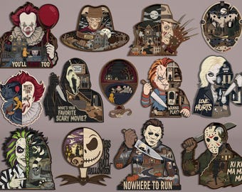 3D Multilayer Horror Movie Bundle Laser cut files, Horror Halloween Scene svg, Spooky Character Wall Art for Glowforge svg files, Digital