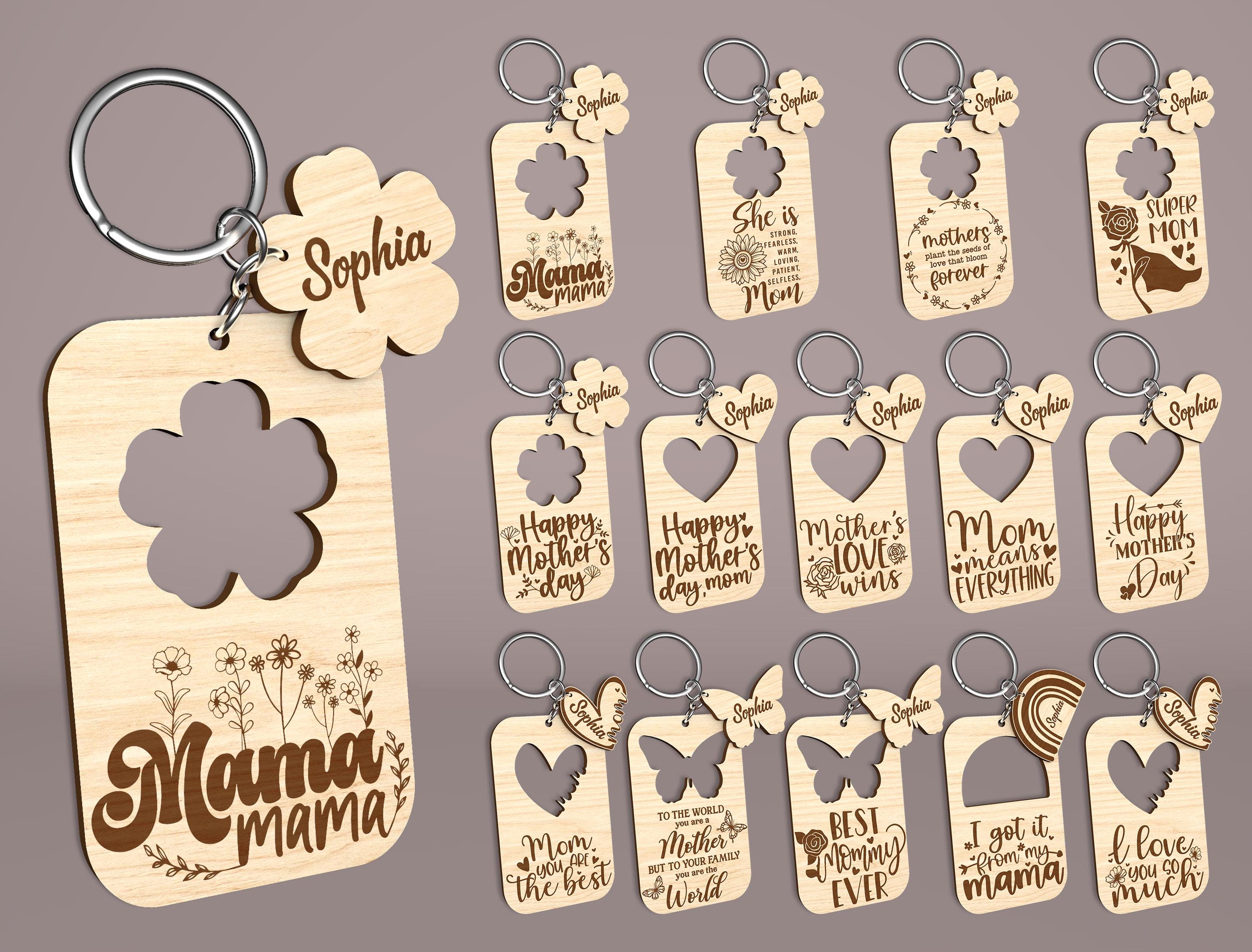Mother's Day Keychain Laser Cut Bundle, Mother's Day Keychain