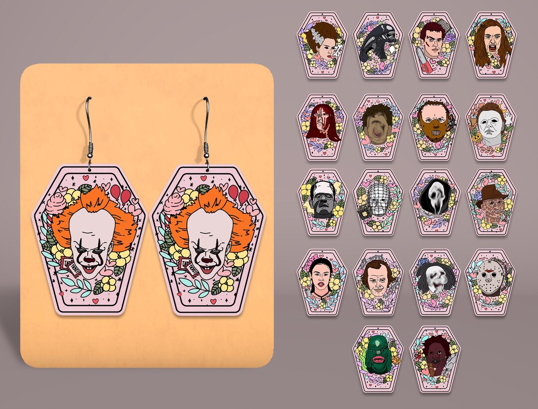 Coffin Shaped Horror Earrings SVG, Spooky Laser Cut Earring File, Cute ...