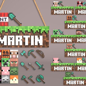 Mining Door Name Sign, Video Game, Name Sign Kids Room  Personalized Style Kids Room Door Hanger, Custom Gamer Name Tag Laser Cut File
