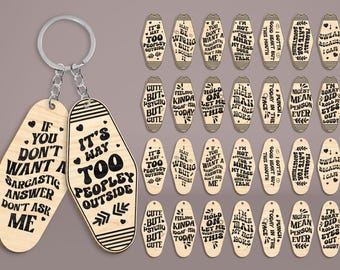 Snarky Motel Keychain SVG Bundle, Sarcastic motel keychain Svg,  Funny Vintage Keychain Svg ,Retro Hotel Keychain Svg,Glowforge Svg File