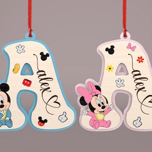 Personalized Baby Mouse Alphabet Ornament Svg, Cartoon Characters Ornament Svg,Alphabet Ornament Svg, Baby Shower Svg,Glowforge Svg Files