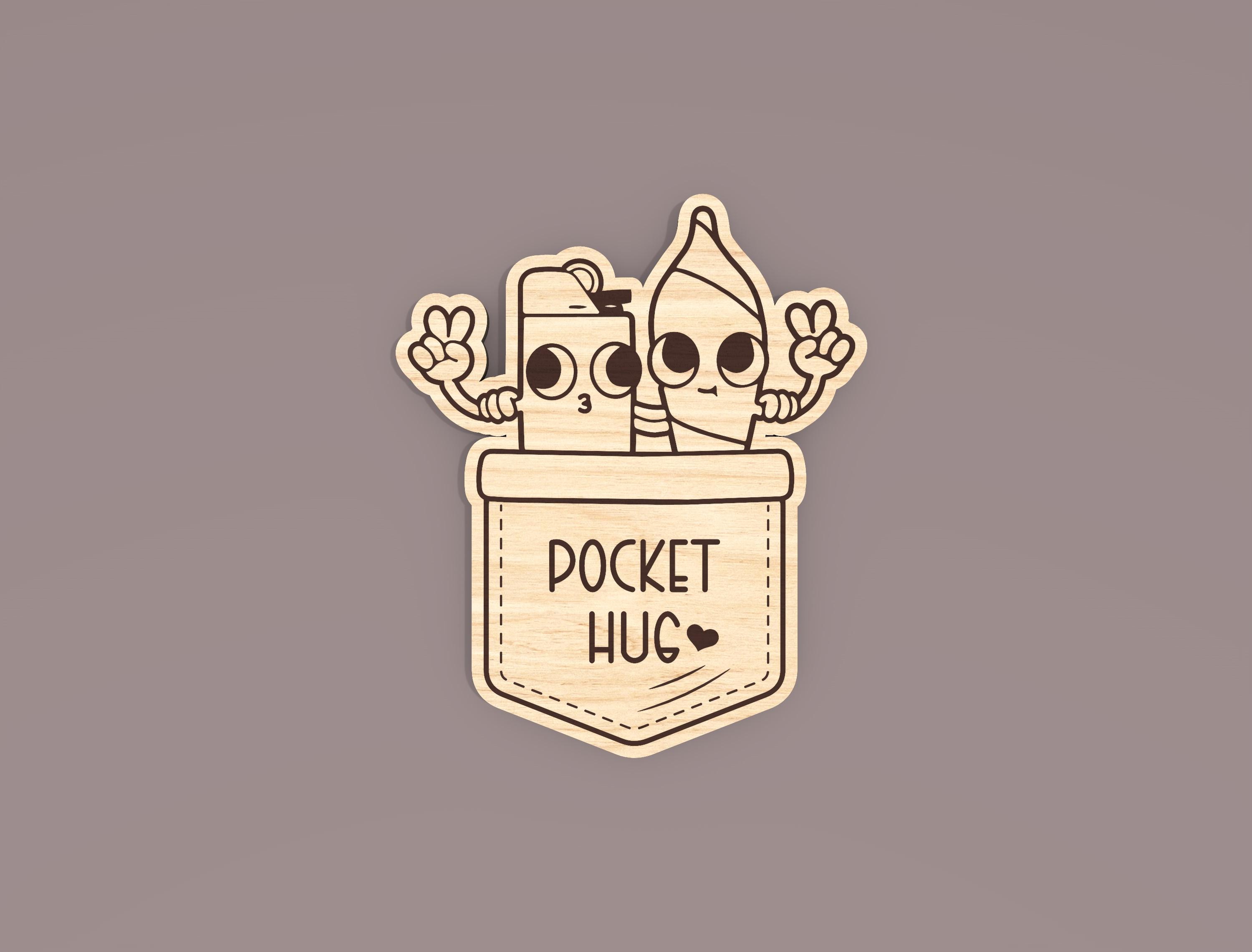 Pocket Hug SVG Bundle, Cute Character in Pocket Wood Cutouts, Mini Gift ...