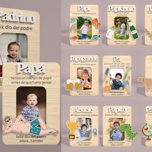 Aimant photo pour réfrigérateur, cadeau fête des pères, cadre photo au format portefeuille, fichier laser pour cadre photo Glowforge, cadeau pour grand-père, cadre photo, photo d'enfants