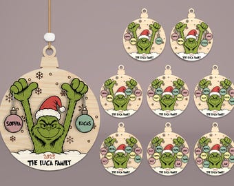 Family Christmas Ornament Svg, Personalized Santa Family Ornament SVG , Custom Name Christmas Ornament 2025, Glowforge Cricut File