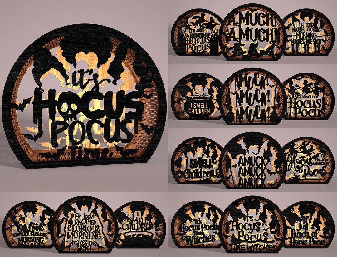 Hocus Pocus Layered SVG Bundle, Halloween 3D Sign Laser Cut File, Amuck ...