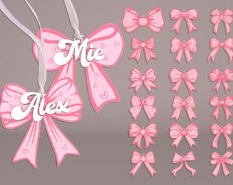 Personalized Happy Valentine's Day Girly Bow Svg, Girly Valentine Tag SVG, Heart Bow Valentine Laser File, Valentine Gift Svg, Glowforge