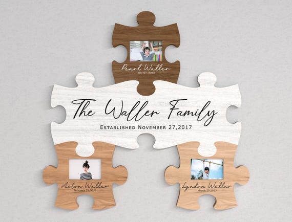 Family Name Puzzle Sign, Photo Family Puzzle Pieces, Photo puzzle file, Photo Family Puzzle, Family Name Puzzle cut File, laser cut File