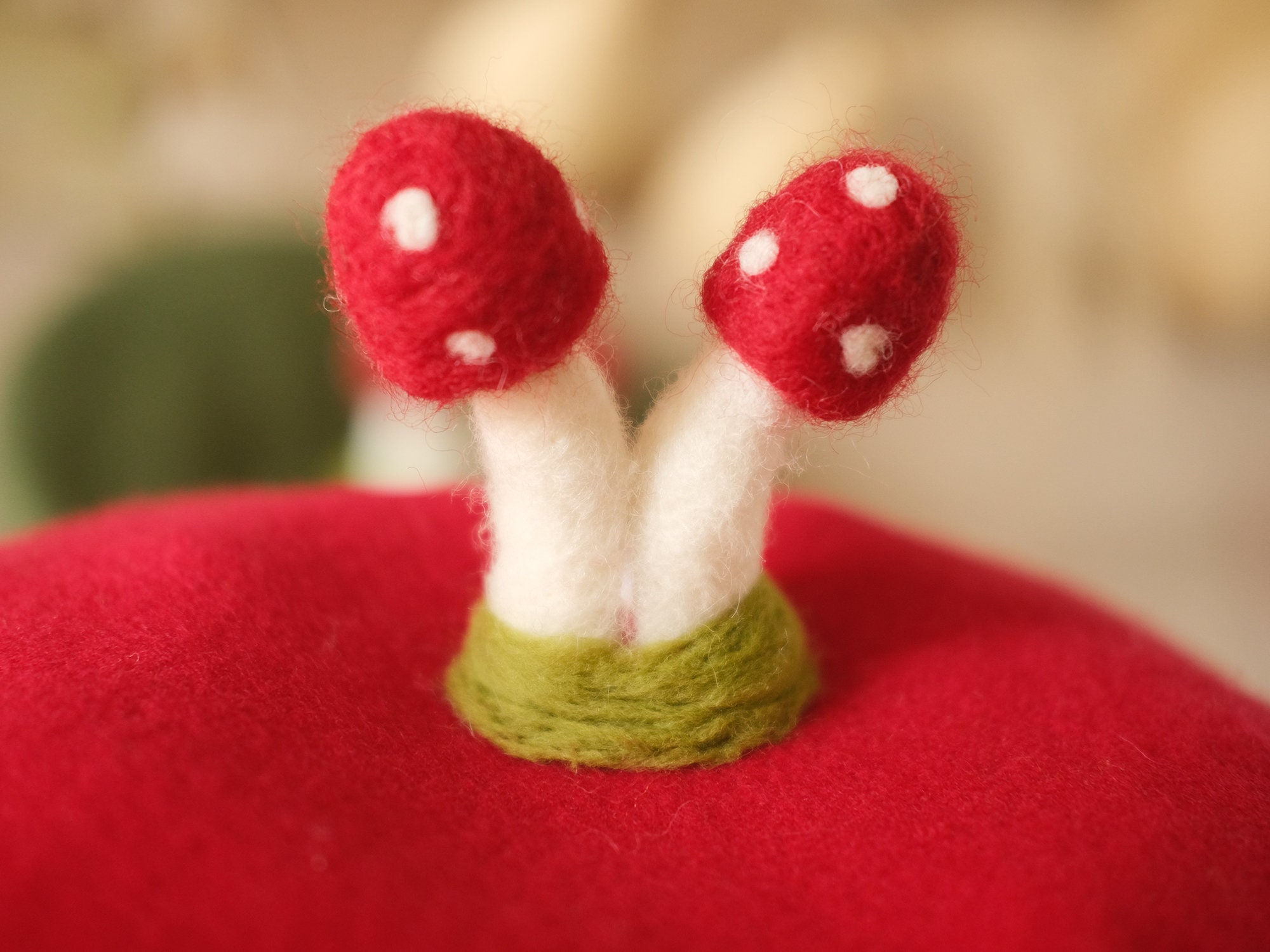 Handmade Felt Mushroom Beret: Christmas Costume Hat - Etsy display picture 2