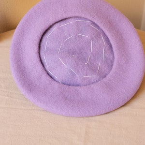 Purple mushroom decor beret hat,Beret for women,Winter Fall wool beret,Handmade cute berets,Vintage French beret,Creative Xmas Style Beret image 4